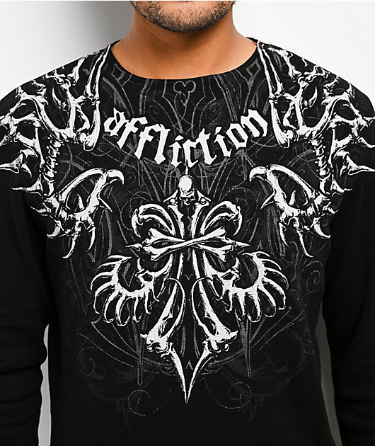 Affliction Skeleton Black Thermal Long Sleeve T-Shirt | Zumiez