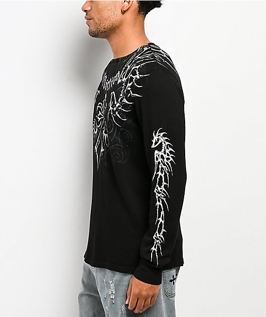 Affliction Skeleton Black Thermal Long Sleeve T-Shirt | Zumiez