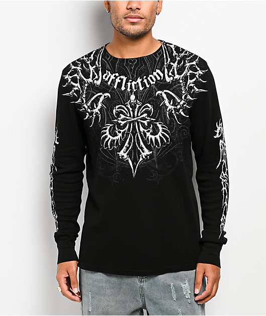 Affliction Skeleton Black Thermal Long Sleeve T-Shirt | Zumiez