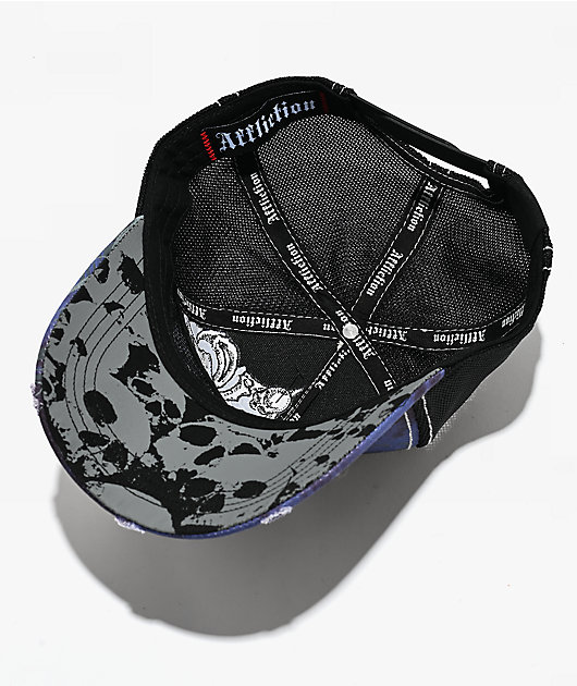 Affliction Skeleton Black Trucker Hat