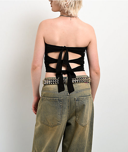 Affliction Skeleton Black Tube Top