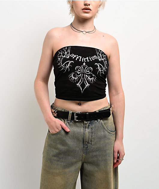 Affliction Skeleton Black Tube Top