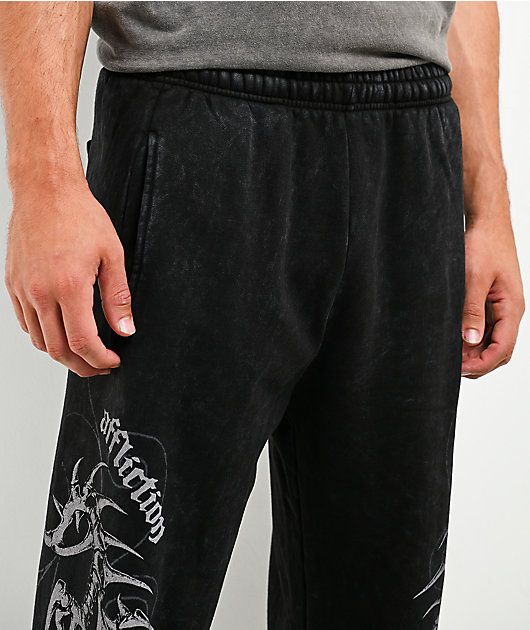Affliction Skeleton Black Wash Sweatpants