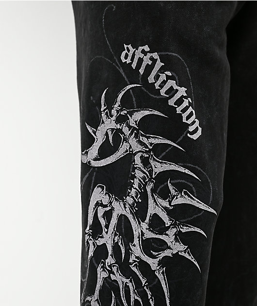 Affliction Skeleton Black Wash Sweatpants