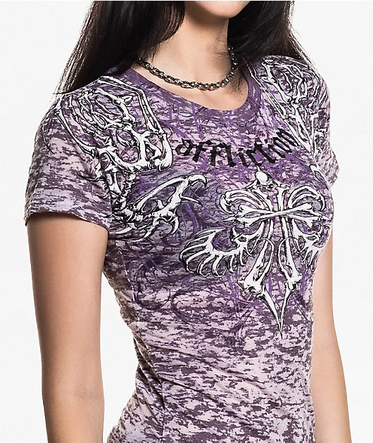 Affliction Skeleton Lilac Burnout T-Shirt