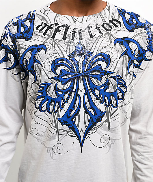 Affliction Skeleton White Long Sleeve T-Shirt