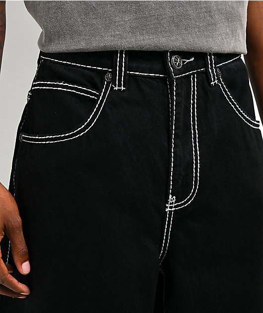 Affliction Skeleton Wing Black Extra Wide Leg Jeans