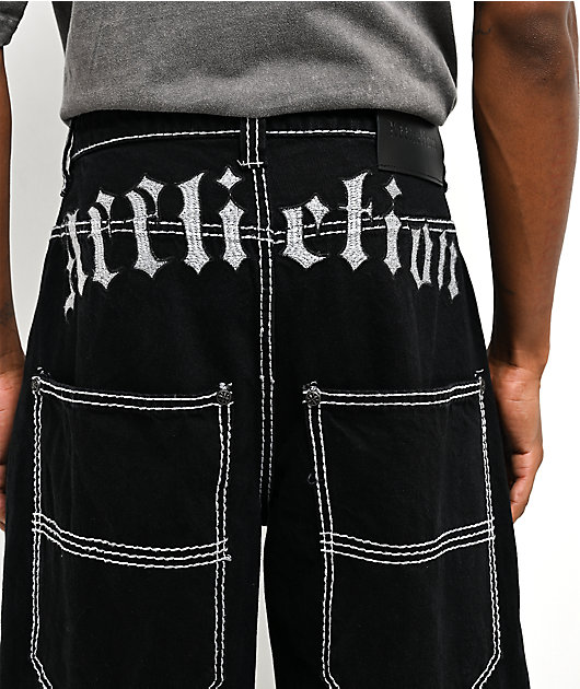 Affliction Skeleton Wing Black Extra Wide Leg Jeans