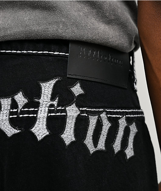 Affliction Skeleton Wing Black Extra Wide Leg Jeans