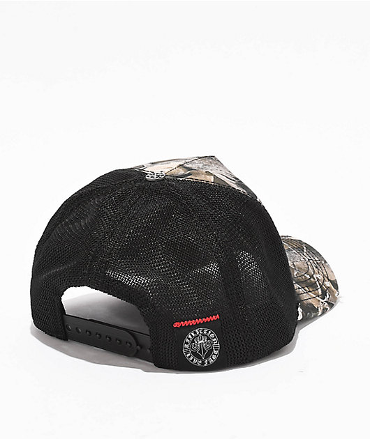 Affliction Skull Tree Black & Camo Trucker Hat