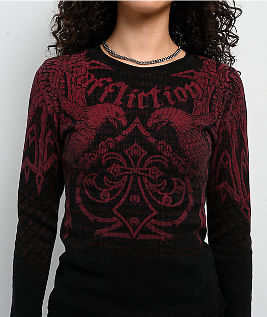 Affliction Skyward Crown Black Thermal Long Sleeve T-Shirt