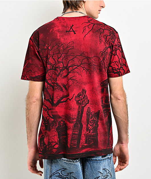 Salsation サルセーション T-shirt Dark Red！ Affliction Solemn Twilight Red T-Shirt | Zumiez