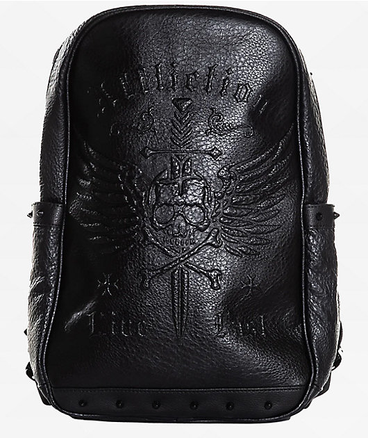 Black Faux Leather Backpack with Spiked Handle Silver Hardware & Straps il_fullxfull.6748251240_5a7j.jpg main image 3