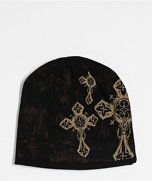 Affliction Spiker Brown Reversible Skully Beanie