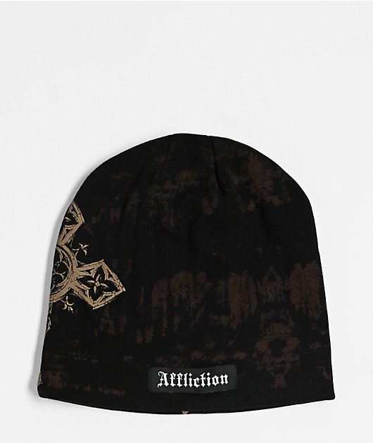 Affliction Spiker Brown Reversible Skully Beanie