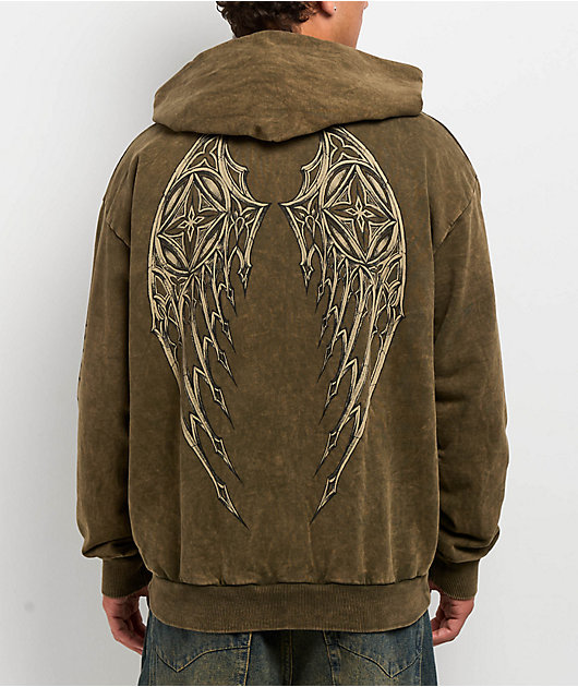 Affliction Spiker Green Wash Zip Hoodie