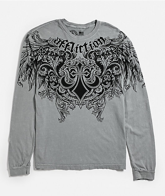 Affliction Step Of Honor Grey Long Sleeve T-Shirt