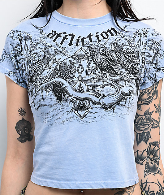 Affliction Superstition Blue Wash Crop T-Shirt