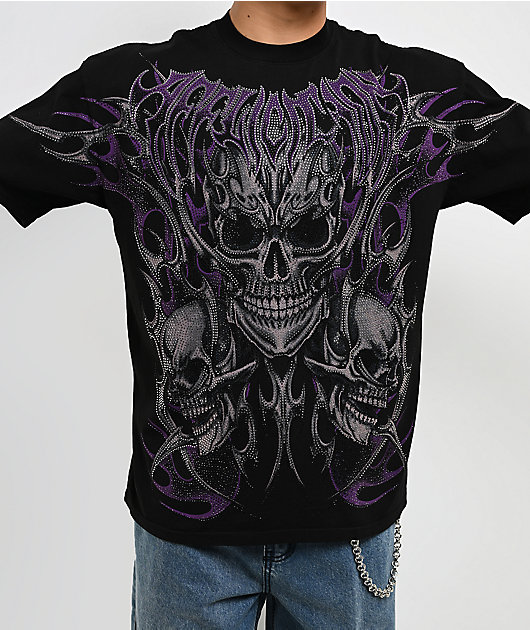 Affliction Theory Rhinestone Black T-Shirt | Zumiez