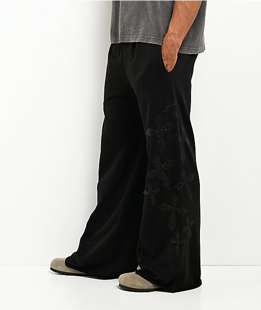 Affliction Tompson Black Wash Wide Leg Sweatpants