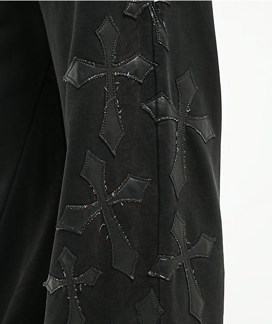 Affliction Tompson Black Wash Wide Leg Sweatpants