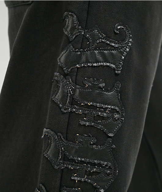 Affliction Tompson Black Wash Wide Leg Sweatpants
