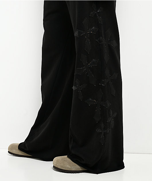 Affliction Tompson Black Wash Wide Leg Sweatpants