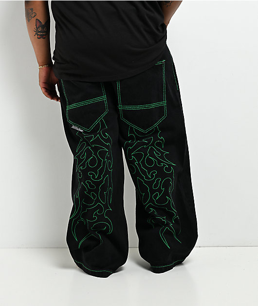 Affliction Toxic Rage Black Wash Extra Wide Leg Jeans