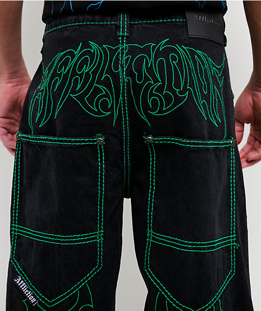 Affliction Toxic Rage Black Wash Extra Wide Leg Jeans