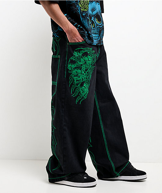 Affliction Toxic Rage Black Wash Extra Wide Leg Jeans