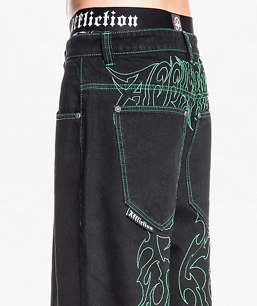 Affliction Toxic Rage Black Wash Wide Leg Jeans