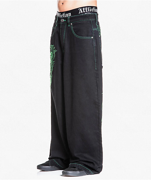Affliction Toxic Rage Black Wash Wide Leg Jeans