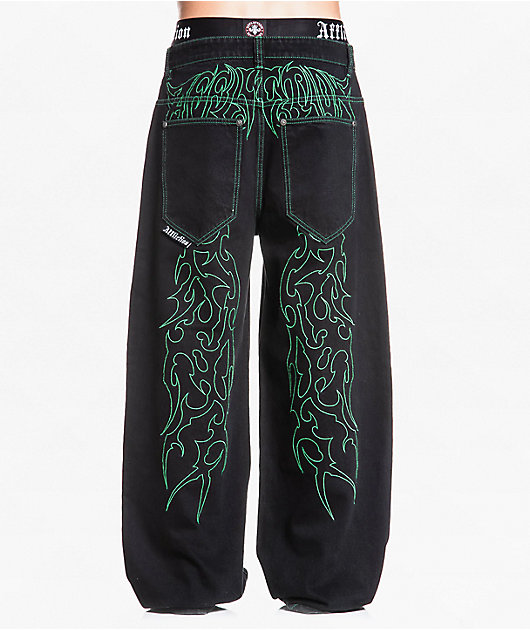 Affliction Toxic Rage Black Wash Wide Leg Jeans