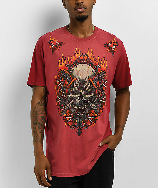 Affliction Toxic Tavern Red Potassium Wash T-Shirt | Zumiez