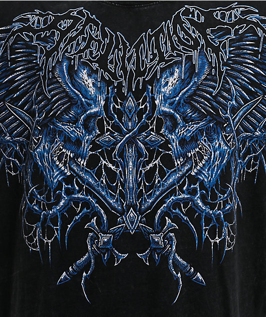 rawlifefactory OLF改　雹衣 Affliction Toxic Wrath Black Wash & Grey 2fer Long Sleeve T-Shirt