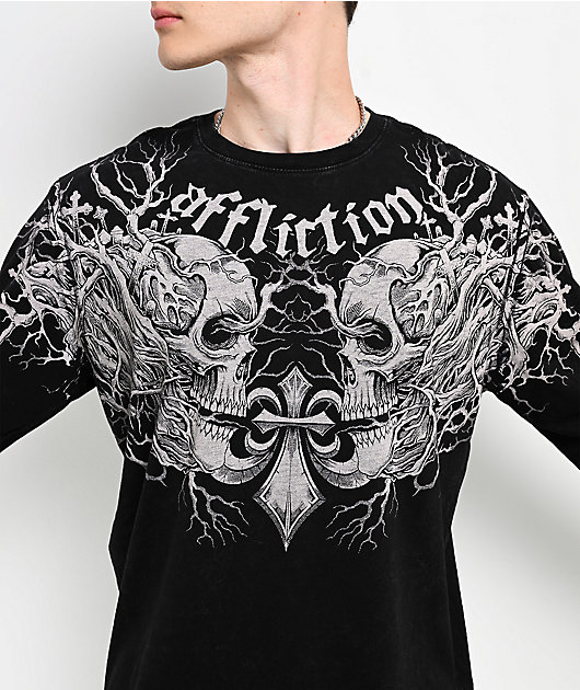 Affliction Uprooted Black Wash Long Sleeve T-Shirt