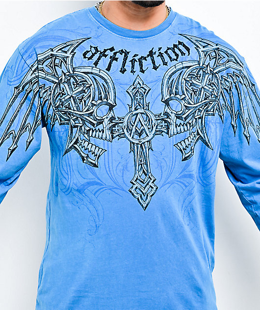Affliction Vantage Blue Wash Long Sleeve T-Shirt