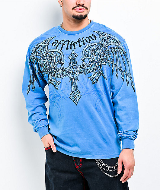 Affliction Vantage Blue Wash Long Sleeve T-Shirt