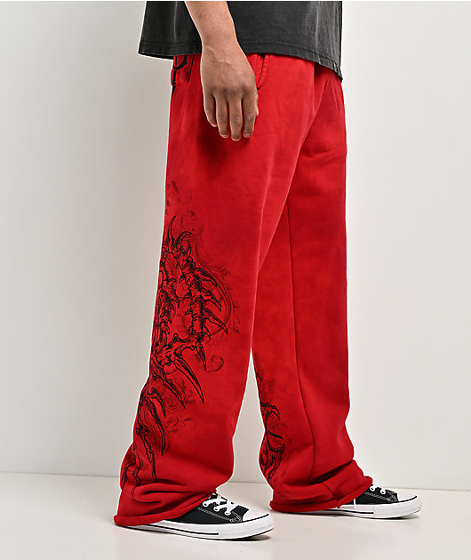 Affliction Vertebrae Red Sweatpants