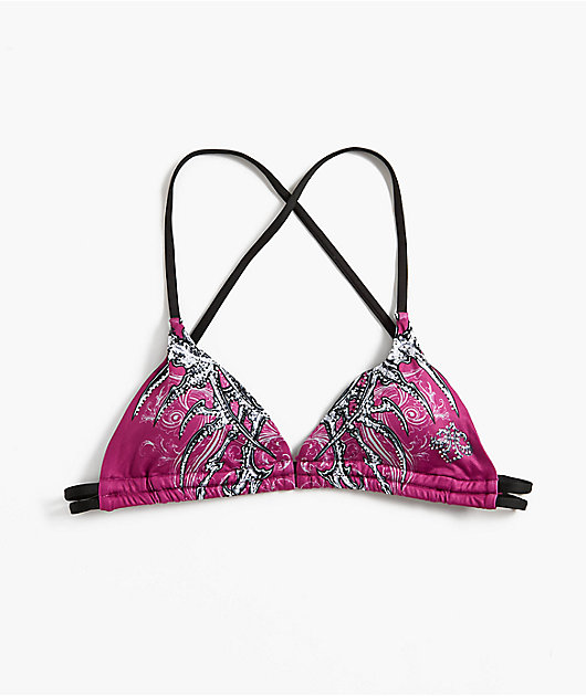 Affliction Vertibrate Deep Purple Triangle Bikini Top
