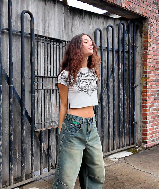 Affliction Vertibrate White Crop T-Shirt video