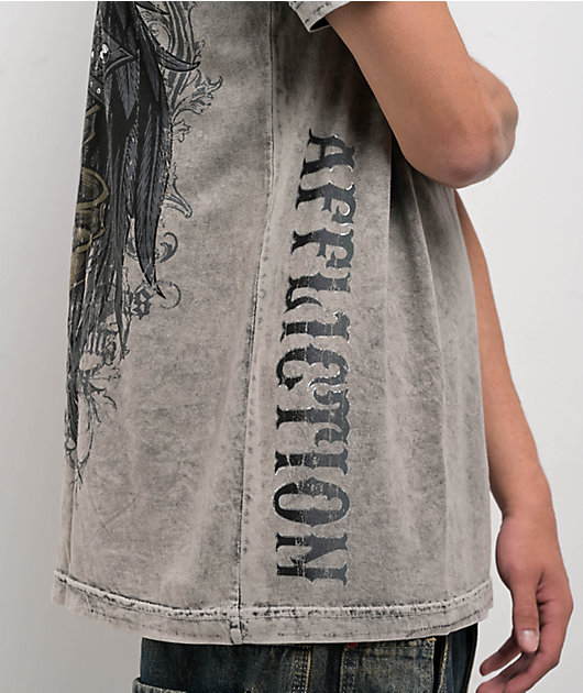 Affliction Wage Chaos Chinchilla & Black Lava Tint Reversible T-Shirt