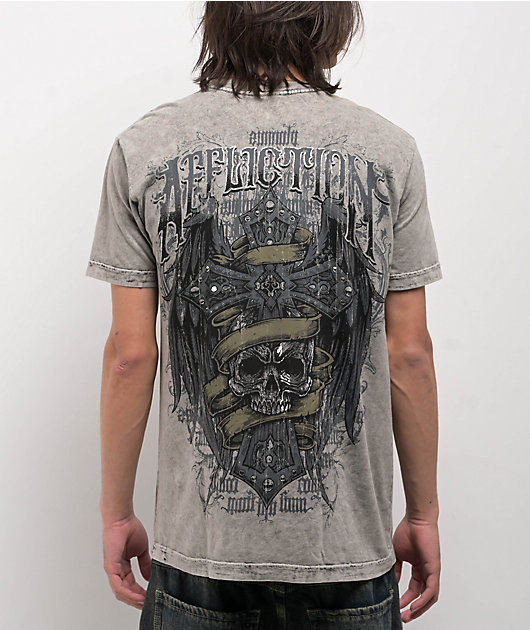 Affliction Wage Chaos Chinchilla & Black Lava Tint Reversible T-Shirt