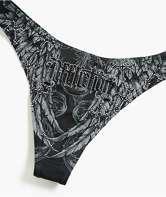 Affliction Whispering Thoughts Grey High Leg Bikini Bottom