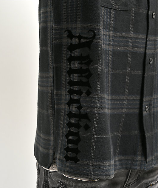 Affliction Winged Black Button Up Flannel Shirt