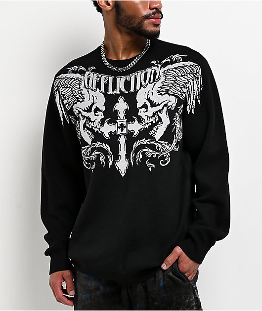 Affliction Winged Up Black Sweater