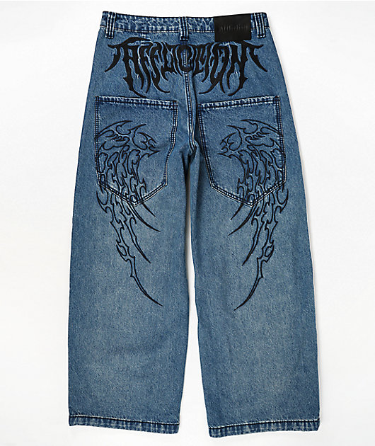 Affliction Wings Medium Wash Wide Leg Jeans