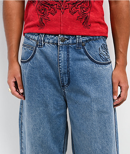 Affliction Wings Medium Wash Wide Leg Jeans