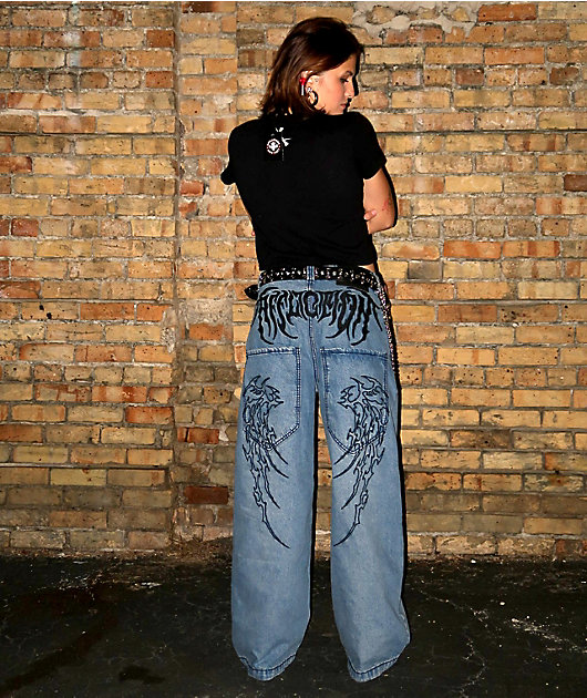 Affliction Wings Medium Wash Wide Leg Jeans