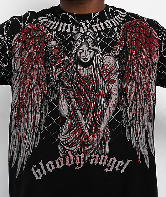 Affliction x Haunted Mound Bloody Angel Black Wash T-Shirt